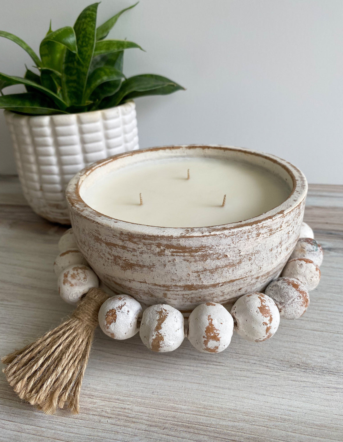 Decorative Wood Bowl | Beaded Farm Bowl | Barnyard River